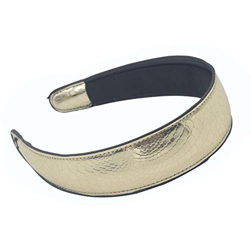 MHDGG Faux Leather Headband for Women,PU Serpentine Wide Turban Headband Womens Headband Hair Band for Women Headbands Hair Hoops Headwear,Gold