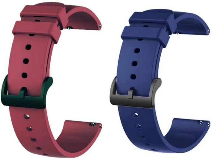 Image of 22MM silicone Strap for Smart Watches Compatible With Noise, Fireboltt, Boat Xtend, Pebble, Boat Flash, Noise Color Fit, Ultra Smart Watch & All Watches | Red & Blue | Pack of 2