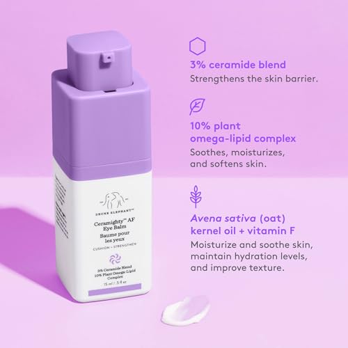 Drunk Elephant Ceramighty AF Eye Balm with Deluxe Sample - 15 ml Moisturizing Eye Cream - 5ml Lala Retro Whipped Cream - Clean Clinical Skincare - Cruelty-Free - Dermatologist-Tested