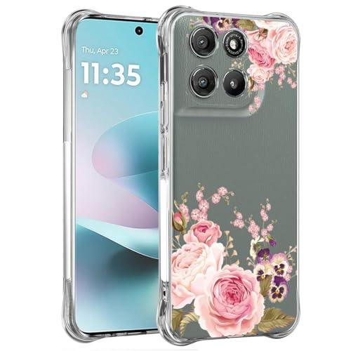 Coque Motorola G67 Power silicone TPU rose transparent souple