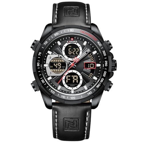 NaviForce 9197L-BWB Analog-Digital Leather Watch