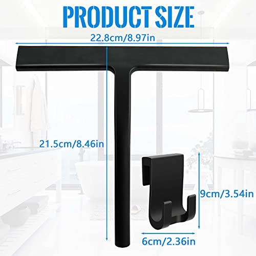 Miniatura 5 de Rasqueta Limpiacristales, Negro Limpiacristales De Silicona Con Gancho, 23cm De Ancho Limpiador Mamparas Para Duchas, Ventanas, Espejos, Ventanas De Coche, Vidrio, Azulejo