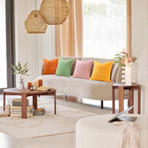 Housse de coussin 55x55 velours côtelé patchwork rayures croisées deco lit - 7
