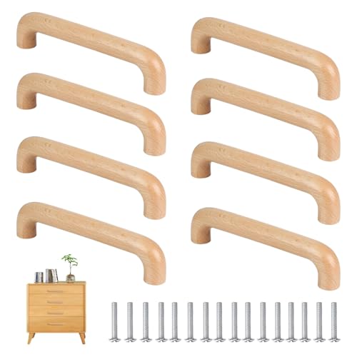 UOSIWYA 8 maniglie in legno, per mobili, 128 mm, distanza