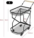 ZYJIX Wytrzymały składany wózek na zakupy, obciążenie 50 kg, 2-poziomowy przenośny wózek spożywczy z gładkimi rolkami, oszczędność miejsca, do podróży i użytku na zewnątrz, łatwy montaż, czarny