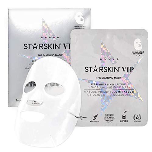 STARSKIN VIP Diamond Mask Face 1x40g, Coconut Bio-Cellulose Brightening Face Mask for all Skin Types Korean Skin Care