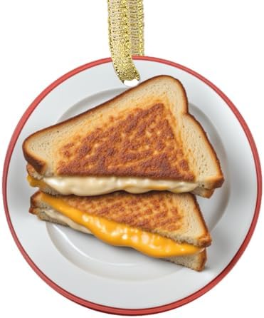 Custom Personalized Christmas Ornament Grilled Cheese Sandwhich Novelty Funny Cheese Triangle Toast Foodie Lover Food Cute Holiday Food Themed Ornaments Gifts (Flat Design - NOT 3D) image 5