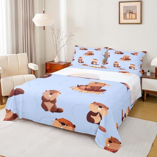 Cartoon Beavers Sheet Set Cute Wild...