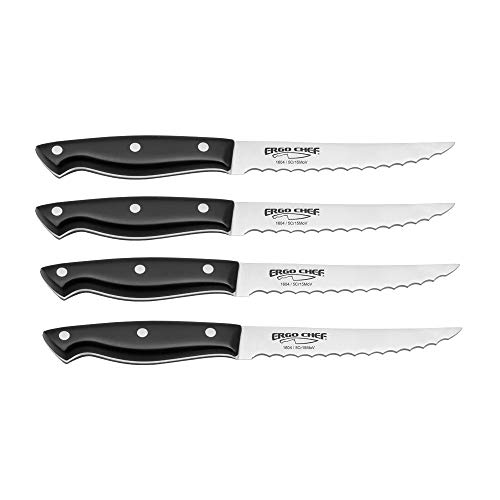 Black Friday ๐ฅ Ergo Chef Steak Knives โ Set of 4- Pro Series II High Carbon Stainless Steel (5โ Serrated-Edge Blade, Black Handle) Black Friday ๐ฅ Ergo Chef Steak Knives โ Set of 4- Pro Series II High Carbon Stainless Steel (5โ Serrated-Edge Blade, Black Handle)