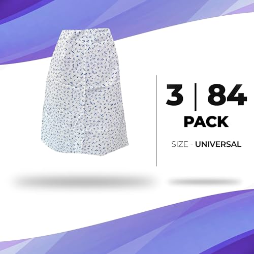 Image of AMZ Medical Supply Cotton Patient Skirts with Waist Tie, Universal Size. Pack of 3 White with Dark Blue Swallow 100% Cotton Skirts for Women, Thickness 147 GSM. Reusable Hospital Patient Clothing