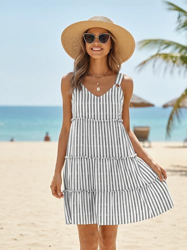 Image of ETCYY Sundresses for Women 2026 Vacation Swimsuit Cover Ups Boho Floral Beach Dress T-Shirts Tank Dresses