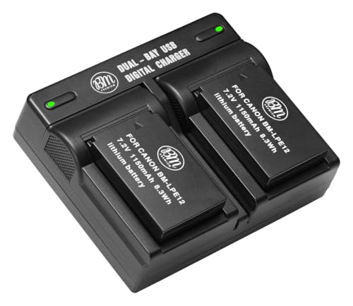 BM Premium 2-Pack of LP-E12 Batteries and Dual Bay Battery Charger