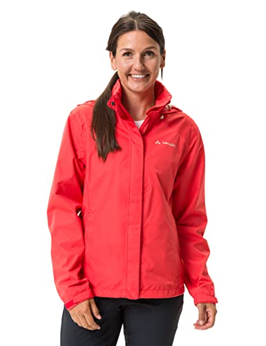 VAUDE Regenjacke Damen Escape Bike Light flame uni, wasserfeste Outdoor-Jacke, atmungsaktive Fahrradjacke mit Kapuze im Kragen, Klimaschonende Wanderjacke, 40