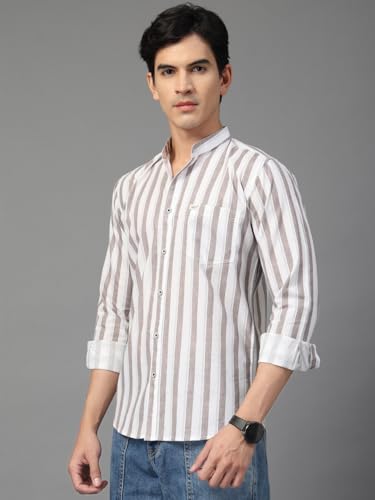 Image of Majestic Man Men's Pure Cotton Mandarin Collar Slim Fit Casual Shirt