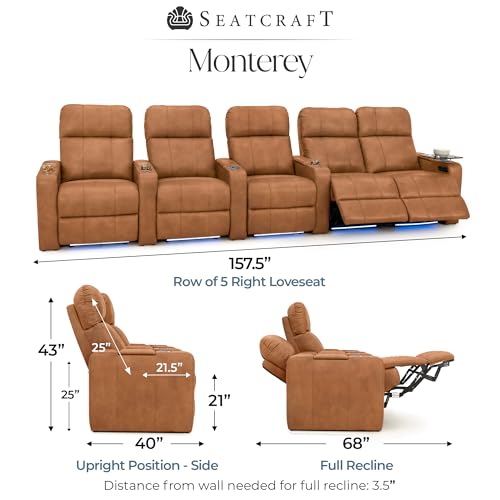Image of Seatcraft Monterey Home Theater Seating Tawny Row of 5 Right Loveseat