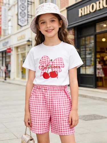 Image of Axumity Kid Toddler Girl Clothes Summer Ruffle Sleeve Figure Graphic Shirt + Shorts Summer Outfits Set