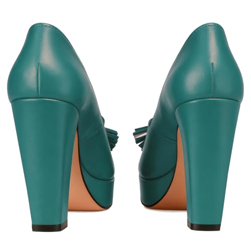 Image of SHODENSE Women Vintage Chunky Platform Loafers Pumps Tassel Round Closed Toe Slip On Suede Block High Heel Dress Loafer Shoes Buckle Strap Oxford Loafers Fringe Pump Dressy Chic Sexy Y2k 4-11 M US