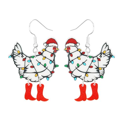 Boucles d'oreilles poulet acrylique légères pour éviter les douleurs aux lobes