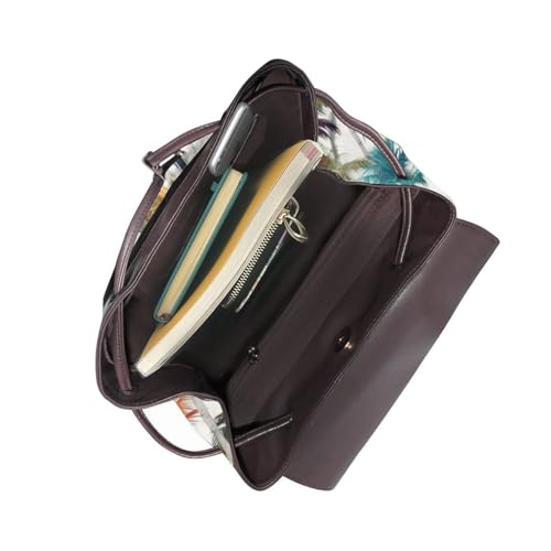 Tropical Hawaiian Palm Leaves Lightweight Daypack Bag Microfiber PU Leather Backpack for Travel Business Commute Gym4