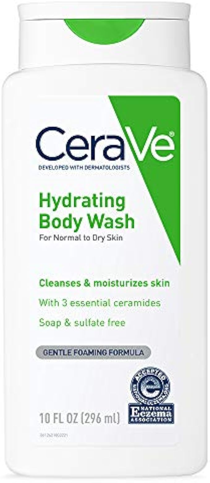 CeraVe Body Wash for Dry Skin | Moisturizing Body Wash with Hyaluronic Acid and Ceramides | Paraben, Sulfate & Fragrance Free | 10 Ounce