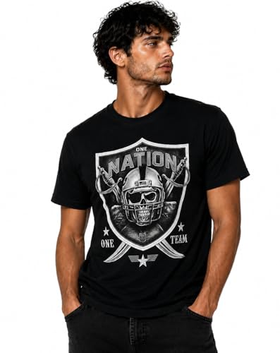 Savix One Nation One Team Pirate T-Shirt for Unisex Skull Symbol|American Warrior|Crossbones Classic Fit Crewneck T-Shirt (US Alpha X-Large Regular Regular Black)