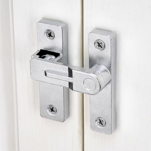 Image of 3 Packs Silvery Flip Barn Door Lock - 180 Degree Barn Door Lock Privacy Security Latch - Elegant Gate Latch Hardware for Barn Doors, Windows, Gardens, Cabinets, Bathrooms, and Sliding Doors
