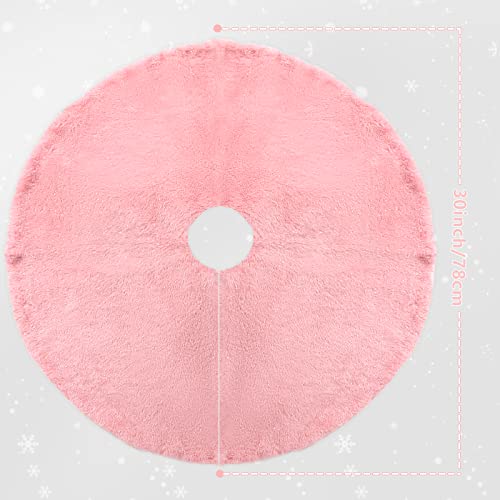Amidaky Christmas Tree Skirt 30 Inch Pink Faux Fur Soft Fluffy Ornaments Xmas Tree Skirts For Xmas Tree Ornaments And Party Holiday Decorations #TOP3