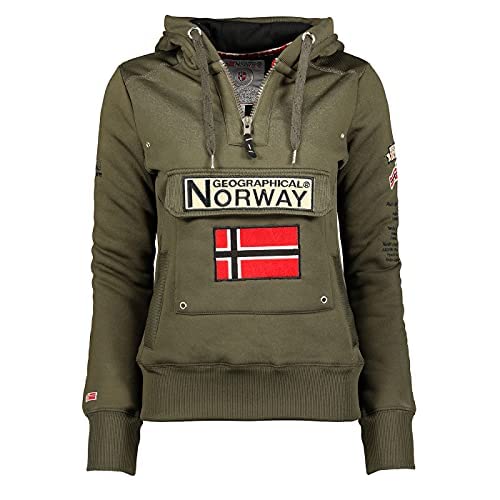 Geographical Norway Gymclass Lady - Sweat Femme Zip Capuche Poches - Sweatshirt Manches Longues Chaud Hoodie Veste - Pull Femmes Saison Printemps Ete Automne...