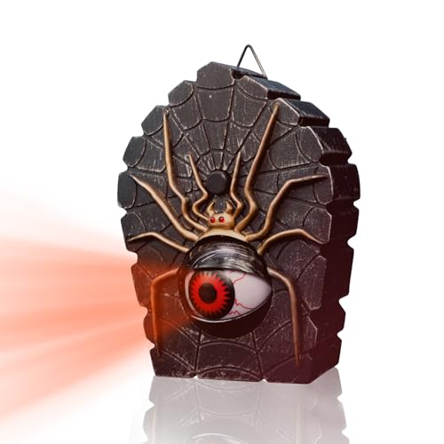 Halloween SpookyEye Spider Doorbell Animated Eyeball Haunted Doorbell Halloween Decoration with Spooky Sounds & Light up Eye Trick or Treat Event for Halloween Party House Decor