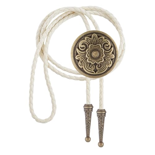 Image of GelConnie Floral Bolo Tie for Men Womens Bolo Tie Necklace Native American Black Men's Bolo Ties Western Cowboy Bolero Ties