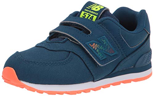 New Balance Baby Boys 574 V1 Scribble Hook and Loop Sneaker, Rogue Wave, 3 Wide Infant