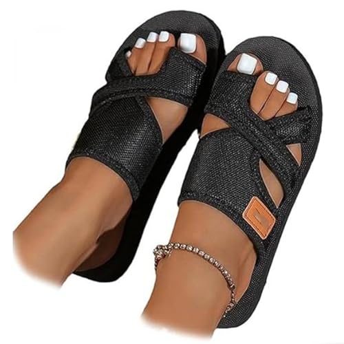 Sandalias correctoras juanetes mujer cuñas, Zapatos con soporte de arco para mujer con corrección del Dedo Gordo del pie Zapatillas Casuales con Punta Abierta y Corrector de juanetes(Size:EU 38,Color:
