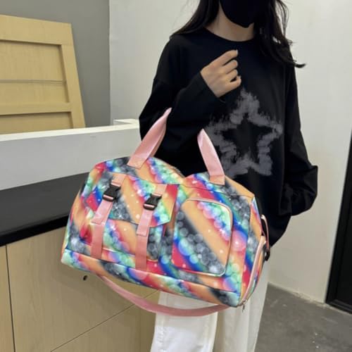 Bolsa de gimnasio moderna rosa degradado de 27x22x45cm con capacidad ampliada 7