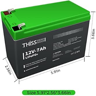 LiFePO4 Deep Cycle Battery 12V 7Ah, Built-in BMS, Ideal for Replacing Most Backup Power and Off Grid Applications for Home Storage