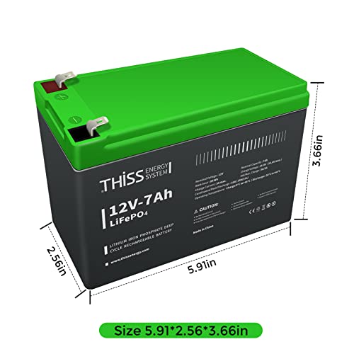 LiFePO4 Deep Cycle Battery 12V 7Ah, Built-in BMS, Ideal for Replacing Most Backup Power and Off Grid Applications for Home Storage