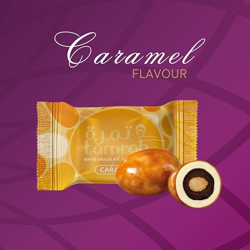 Tamrah Assorted Chocolate Caramel, Milk, Dark, and Coconut | Premium Pure Chocolates with Crunchy Almonds Stuffed Inside Succulent Dates, Perfect for Birthdays and Special Occasions – 600g Zipper Bag