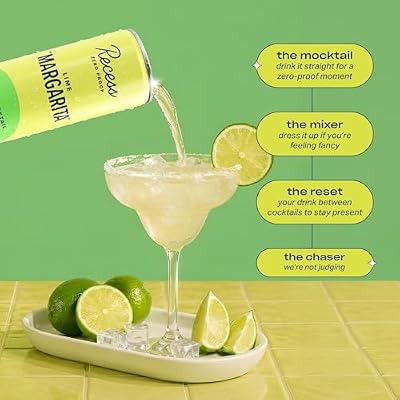 Recess Zero Proof Craft Mocktails, Alcohol Free Drinks, With Adaptogens, Non-Alcoholic Beverage Replacement, Mixer, Celebration, Party, (Lime Margarita, 12oz, Pack of 12)