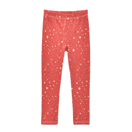Red Glitter Texture Kids Girl's Athletic Leggings Casual Full Length Yoga Pants Exercise