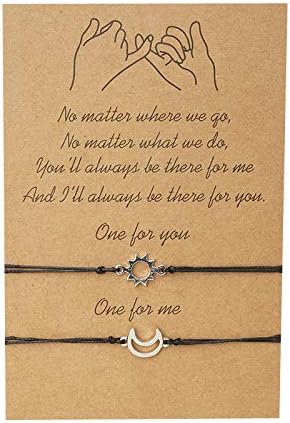 Long Distance Bracelets Pinky Promise Friendship Couple Magnetic Vows of Eternal Love Sun Moon Heart Morse Code Evil Eyes Bracelet Gift for Women