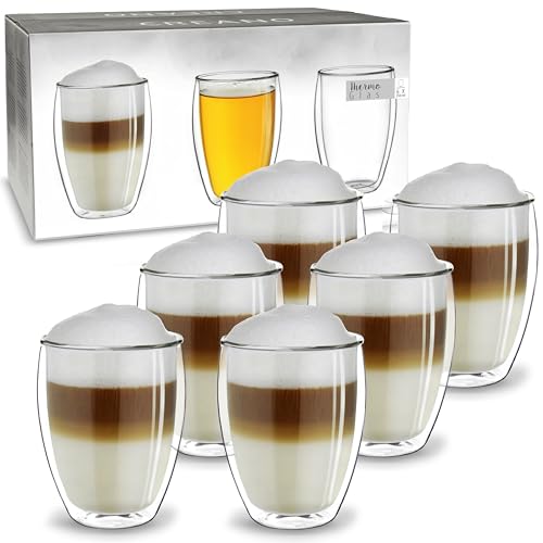 Creano Verres Double Paroi Hauts 250 ml – Modèle Élancé Isolant en Verre Borosilicate pour Café Thé et Boissons Froides – Lot de 6 verres