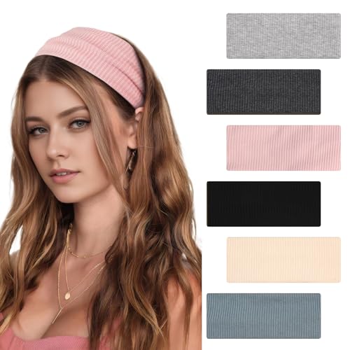 6 diademas para mujer, bandas para el pelo para mujer, antideslizantes, deportivas, yoga, moda, diademas, diademas de algodón elástico para peluquería, deporte, correr, ejercicio y gimnasio