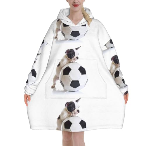 Sweat plaid unisexe imprimé bouledogue et football pour cadeau idéal