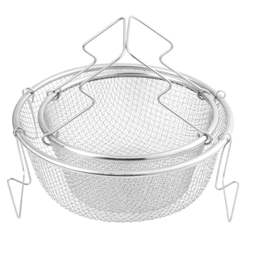 Hohopeti 2 Piezas Cestas para Freír de Acero Inoxidable con Mango Resistente y Soporte Cesta para Freidora Profunda para Pollo Frito Patatas y Aperitivos Cocina Doméstica y Profesional