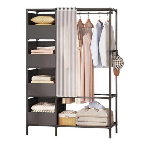 Armoire portable en tissu noir pour ranger et protéger vos vêtements de la poussière en chambre
