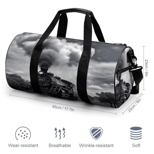 Gym Bag For Women Men Lightweight Steam Train Clouds Print Duffel Bag Personalized Travel Bags For Travel Sports2