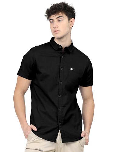 Image of BRUCEWANE Men's 100% Cotton Half Sleeve Shirt
