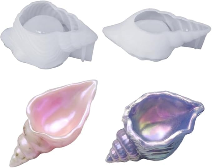 Sea Snail Resin or Concrete Moulds I 3D Conch Shaped Silicone Epoxy Deep Casting Tray I for Homemade Ornament DIY Art Crafts Jewellery Storage Box Trinket Container Home Office Table Decorations (2 Pcs)-image-12