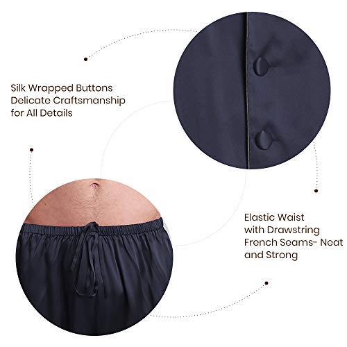 LilySilk Silk Pajamas for Men Long Sleeve Lounge Soft Comfortable Contrast Trim 100% Silk3