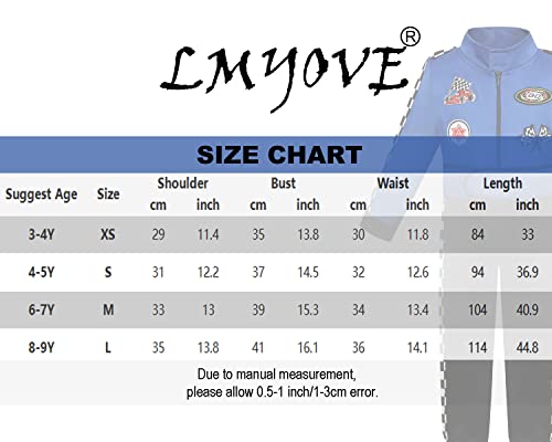 Lmyove Kids Race Car Driver Costume Boys Girls Racing Halloween Play Role Dress Up Racer Jumpsuit And Car Cap Toddler 3-9Y (Small,Blue) #TOP1