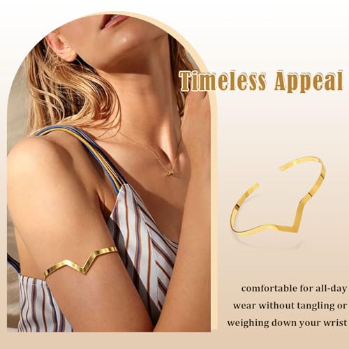 Chanaco Arm Cuff 9Pcs Gold Bracelets Jewelry Layered Upper Arm Cuffs Accessories for Women Adjustable ArmBand Stackable Bangle Beach Party Trendy Stuff Gifts by Chanaco - Used condition - Image 3